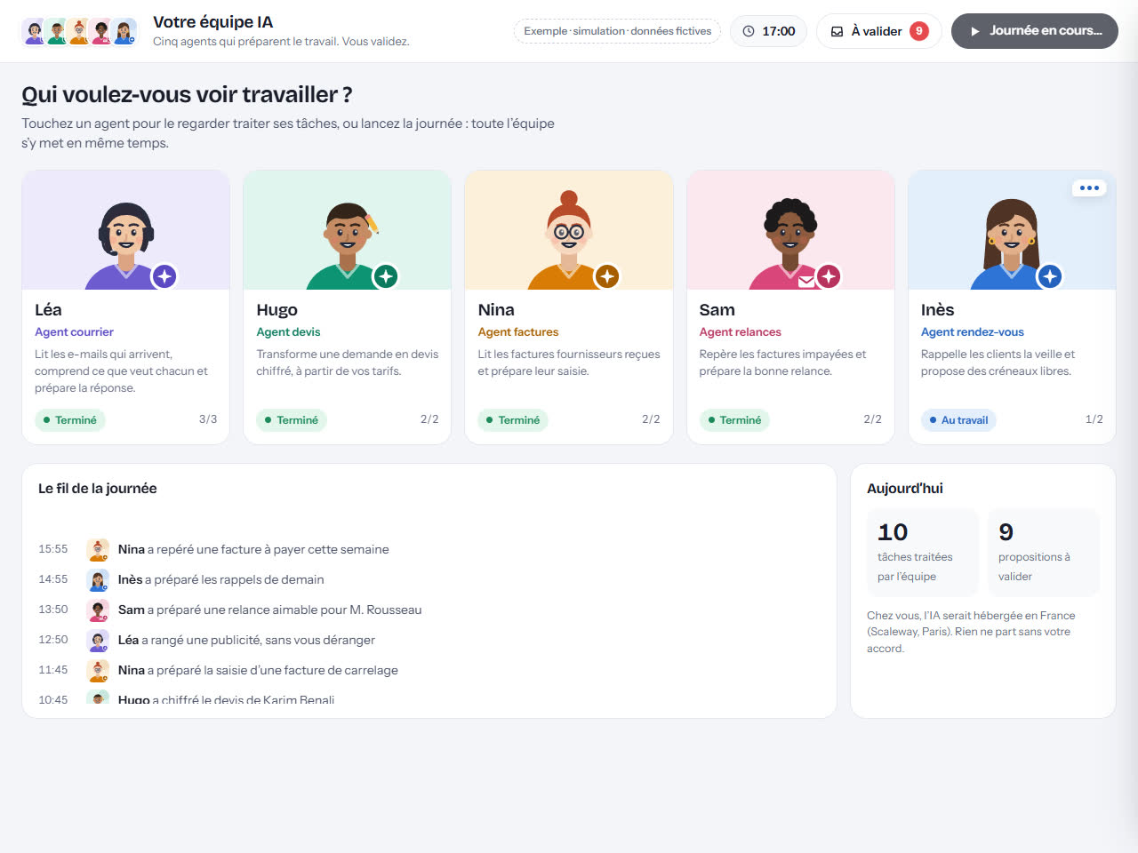 Écran de la démonstration « Vos assistants »